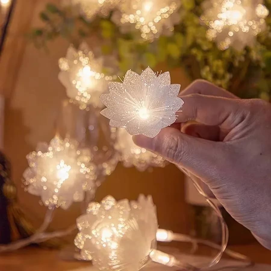 Luci a Fibra Ottica a Forma di Fiore a Batteria