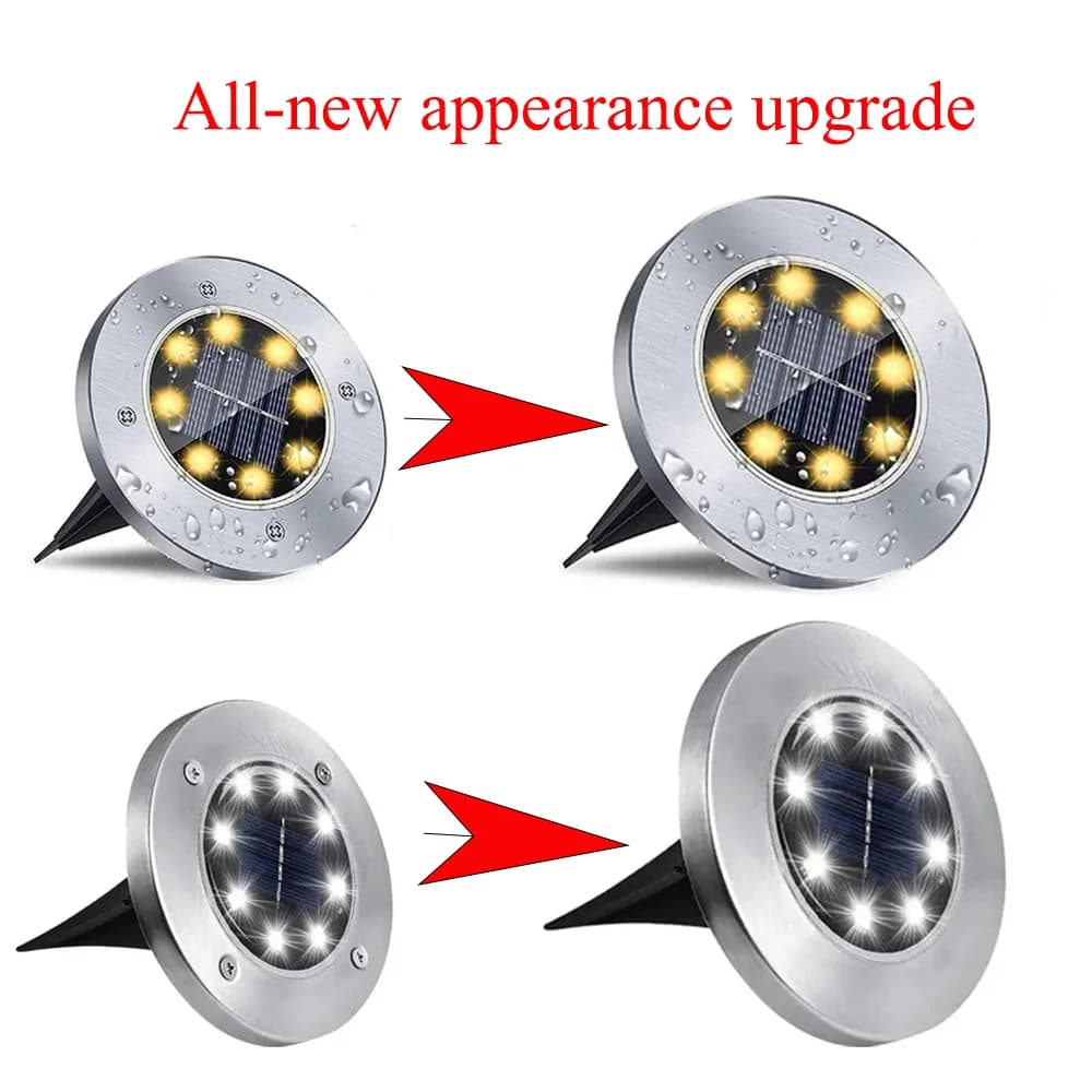 Set da 4 luci da deck solari a disco LED, 8 LED