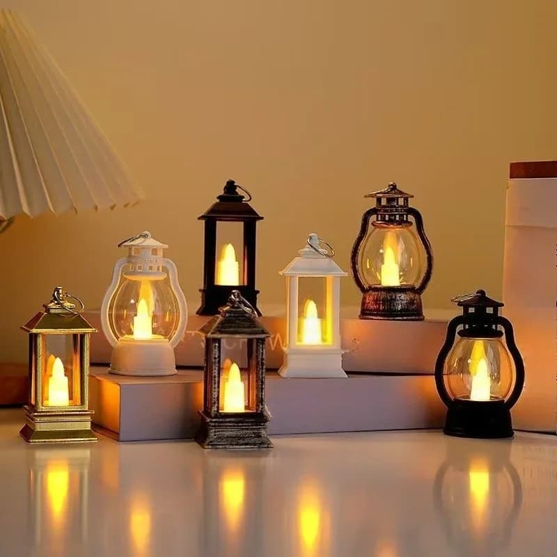 Lanterna Mini LED Candela Retro con Bagliore Caldo per Decorazione
