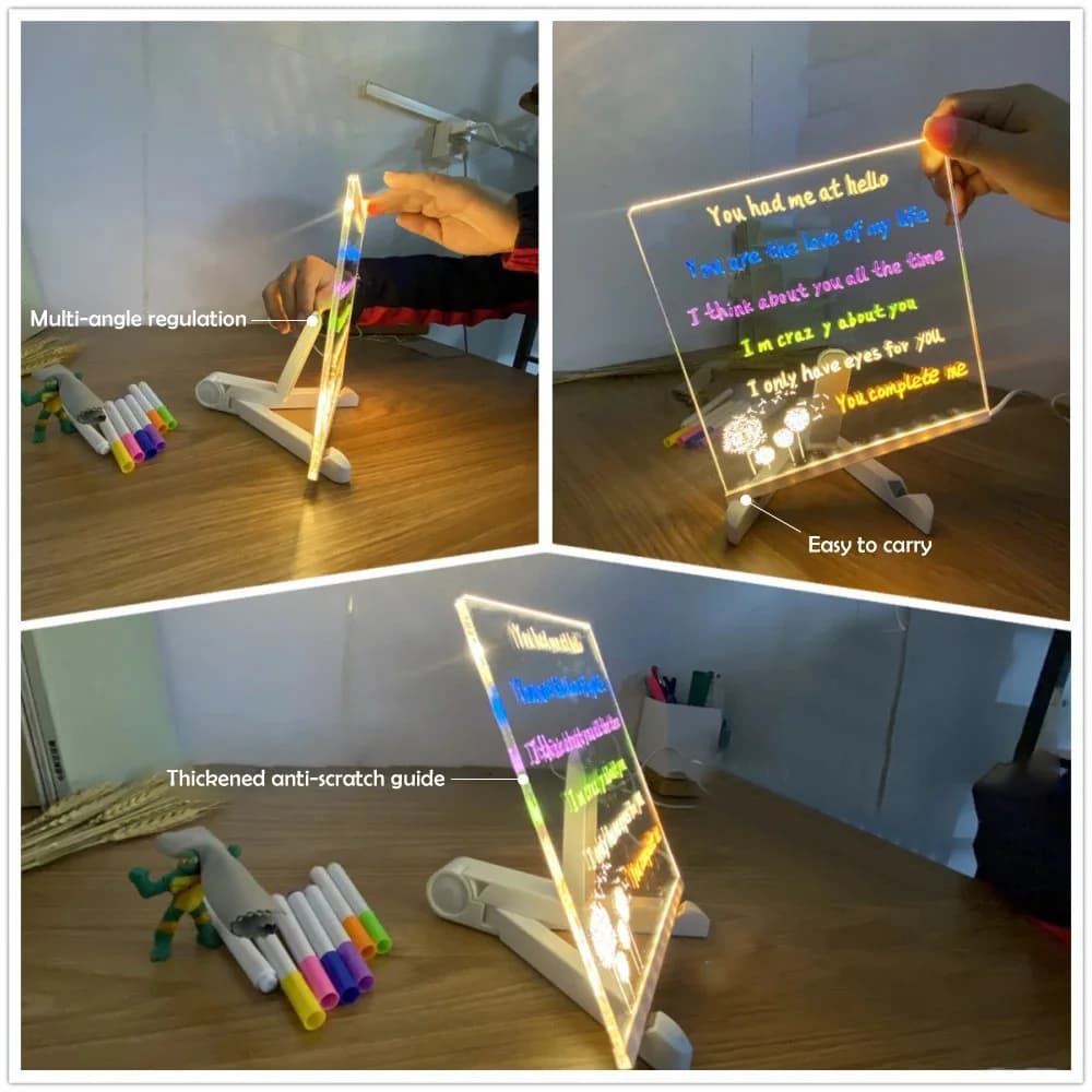 Tavoletta per Scrittura Doodle in Acrilico con LED Cancellabile