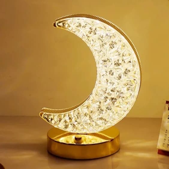Luce notturna LED ricaricabile cristallo stella e luna