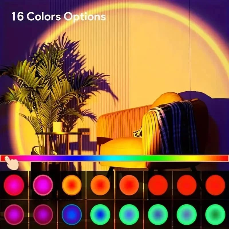 Proiettore Tramonto USB LED Night Light, Atmosfera Arcobaleno con Telecomando