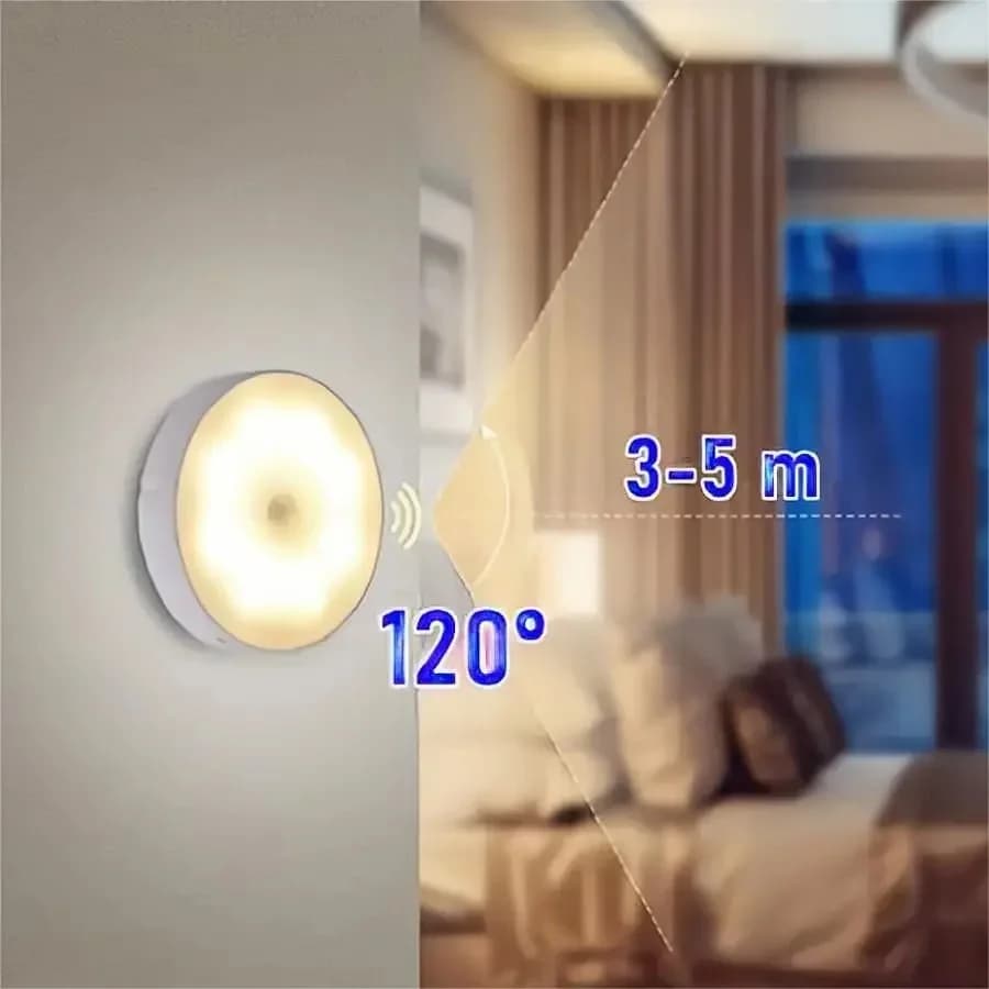 Lume da Notte LED Ricaricabile con Sensore di Movimento, Bianco