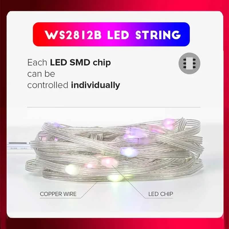 Luci a Catena LED RGBIC Bluetooth da 20M, USB