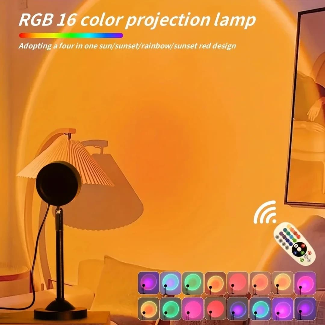 Mini Lampada Proiettore Tramonto USB RGB con Telecomando