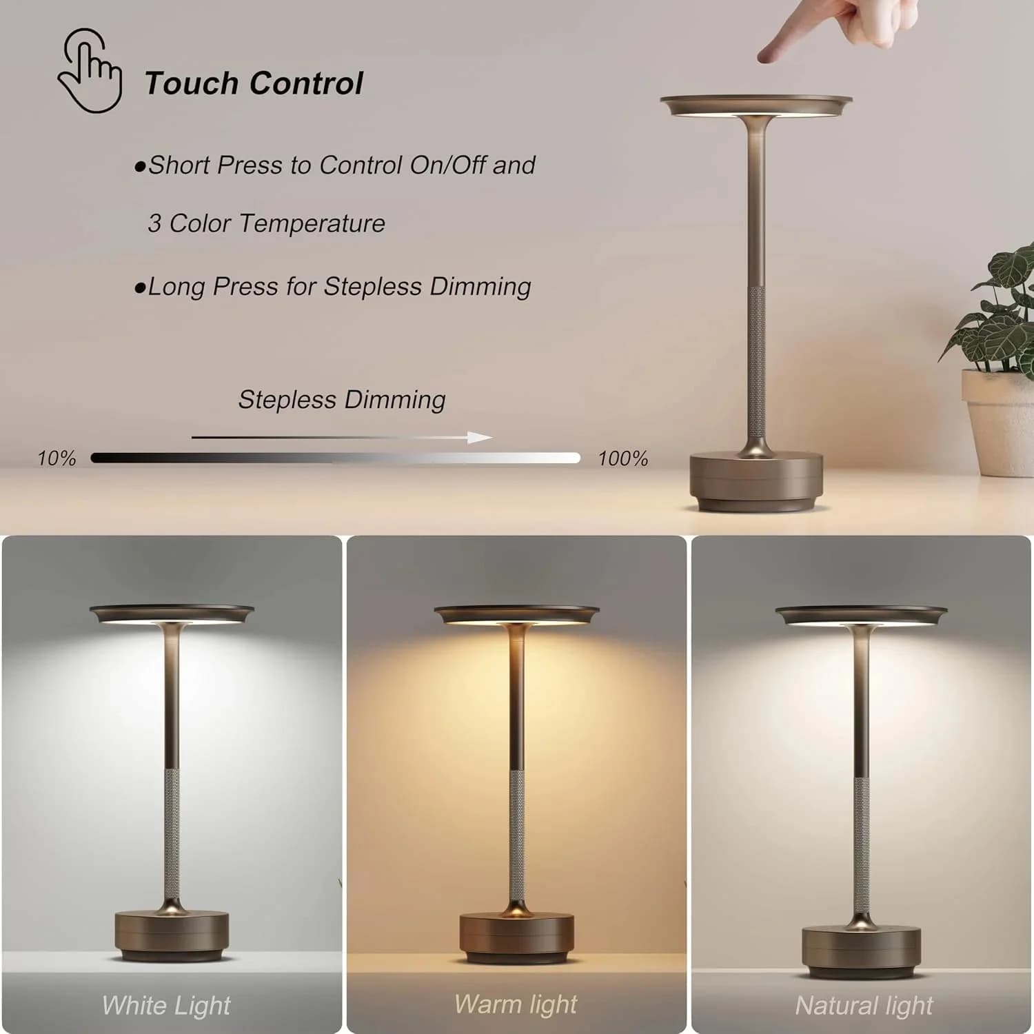 Lampada da Comodino LED Ribalta Ricaricabile