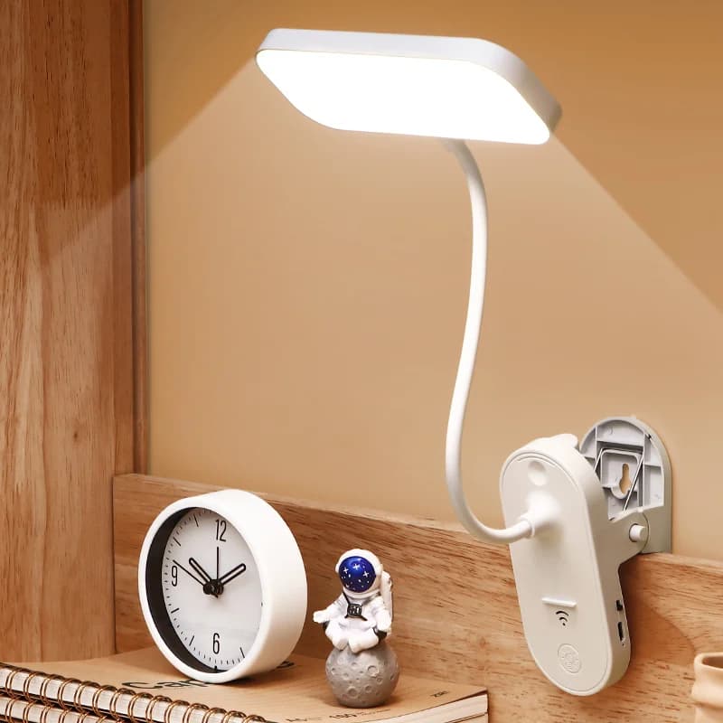 Lampada LED da Comodino con Pinza Ricaricabile USB, Dimmerabile
