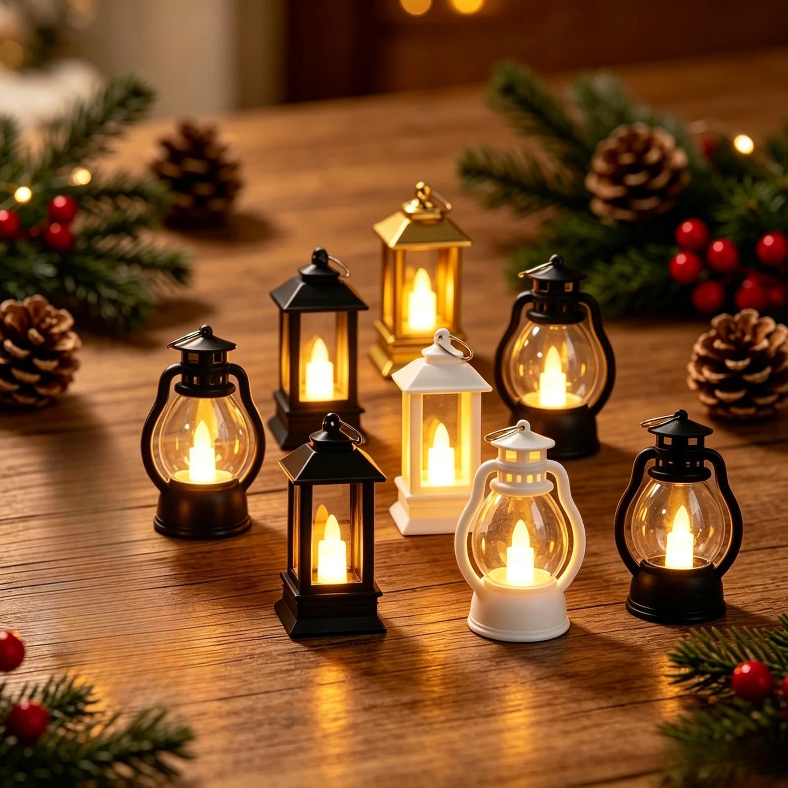 Lanterna LED Mini Candela Retrò con Luce Calda per Decorazione