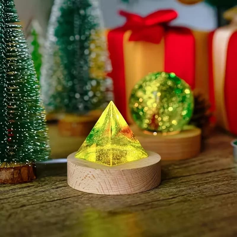 Base LED rotonda in legno ricaricabile