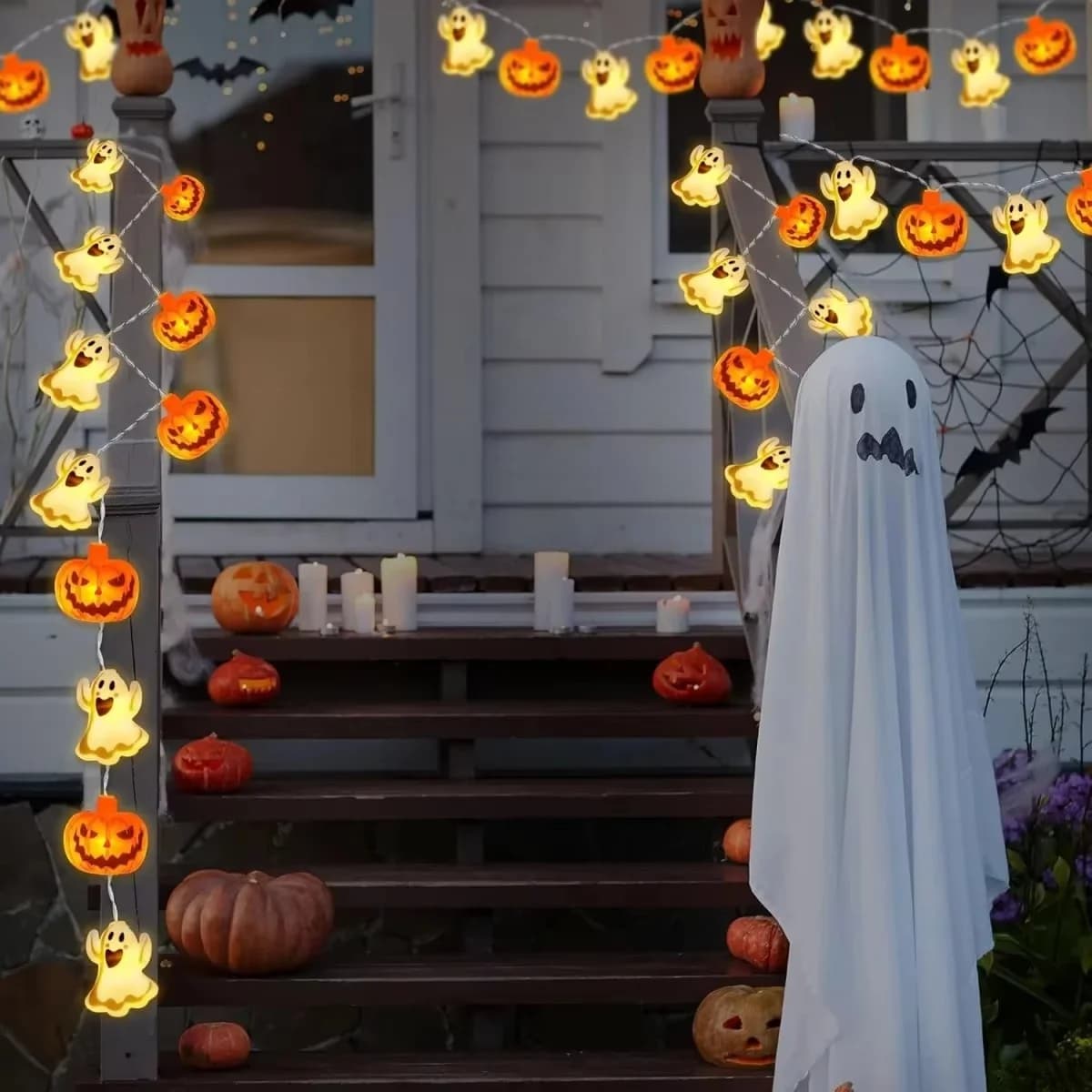 Luci a Catena Zucche a Batteria, LED Bianco Caldo per Halloween