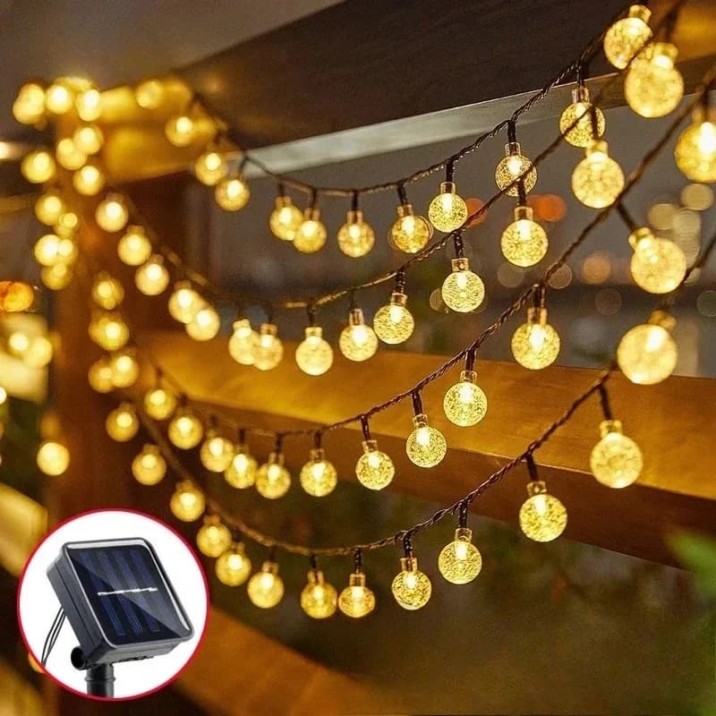 Catena di Sfere LED Bolle Bianco Caldo a Energia Solare