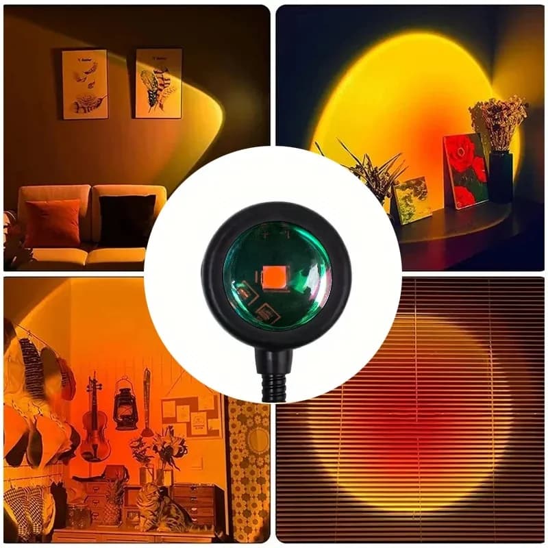 Lampada Proiettore Tramonto USB con Collo d'Oca Flessibile, Rossa
