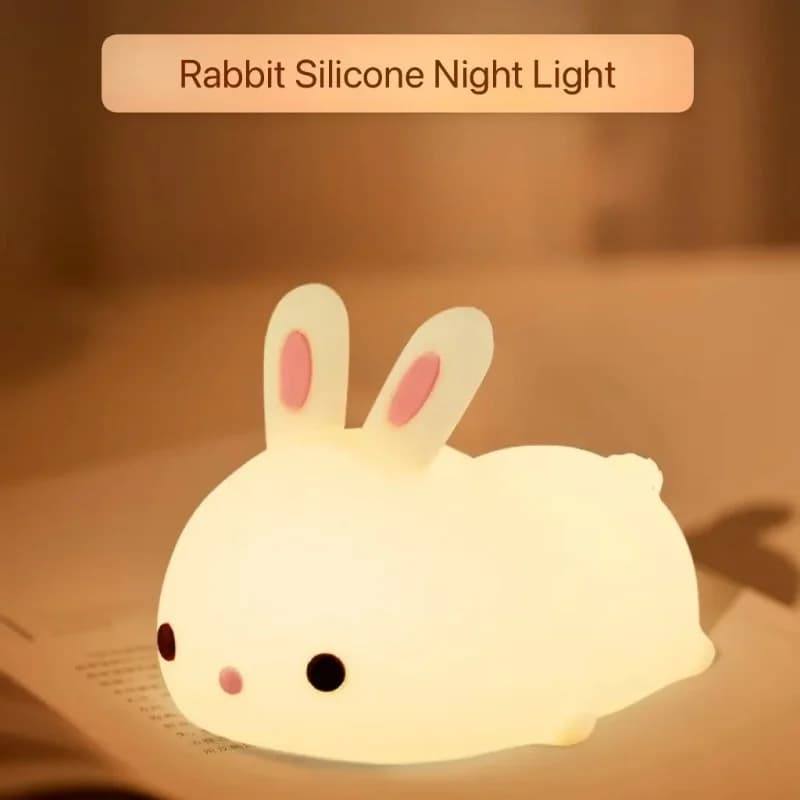 Luce notturna coniglio in silicone ricaricabile