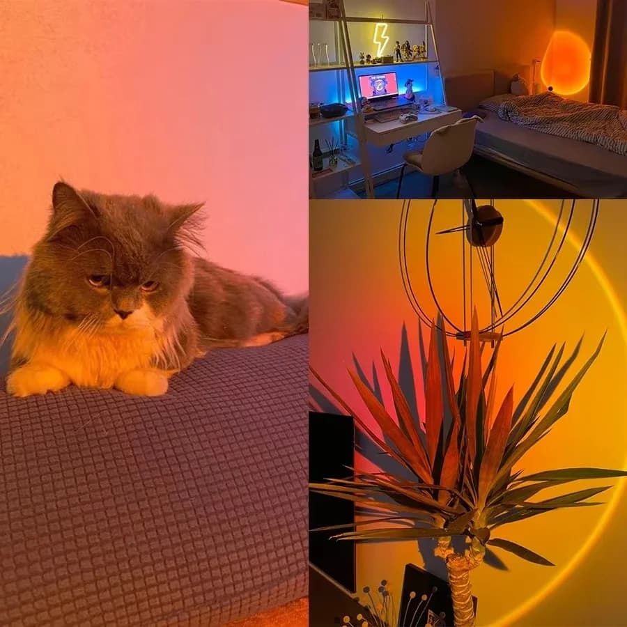 Mini Lampada Proiettore Tramonto RGB, Luce da Tavolo USB a 4 Colori