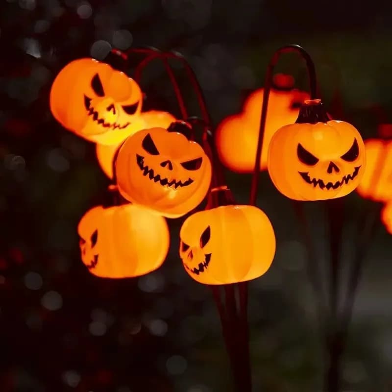 Luci da picchetto solari a 6 LED, design cappello da strega e zucca