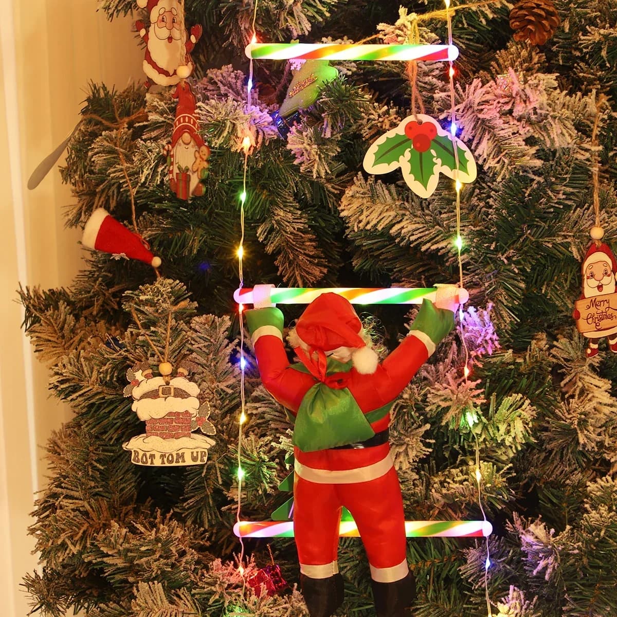 Luci LED Multicolore Babbo Natale sulla Scala