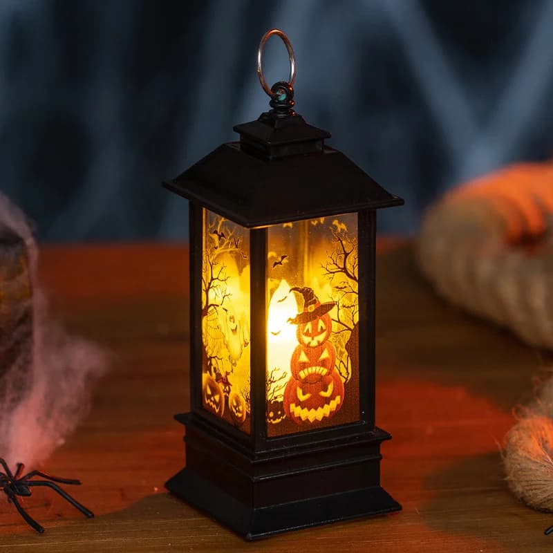 Mini lanterna LED retrò con zucche, streghe e pupazzi di neve