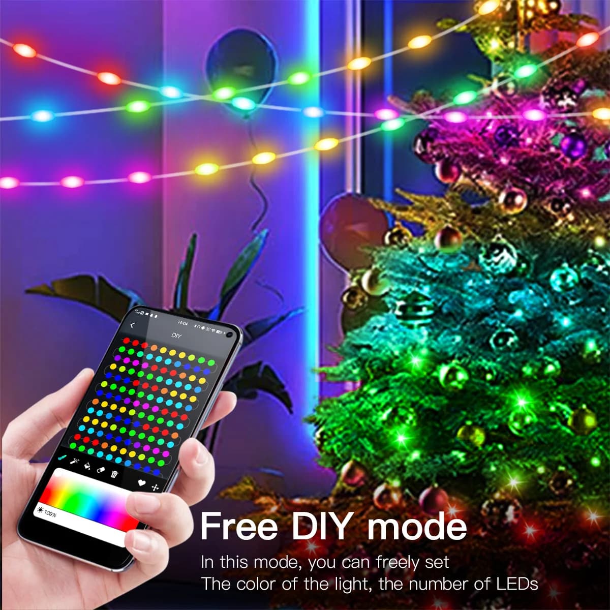 Luci a Catena LED RGBIC Bluetooth da 20M, USB