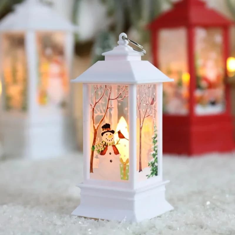 Mini lanterna LED retrò con zucche, streghe e pupazzi di neve