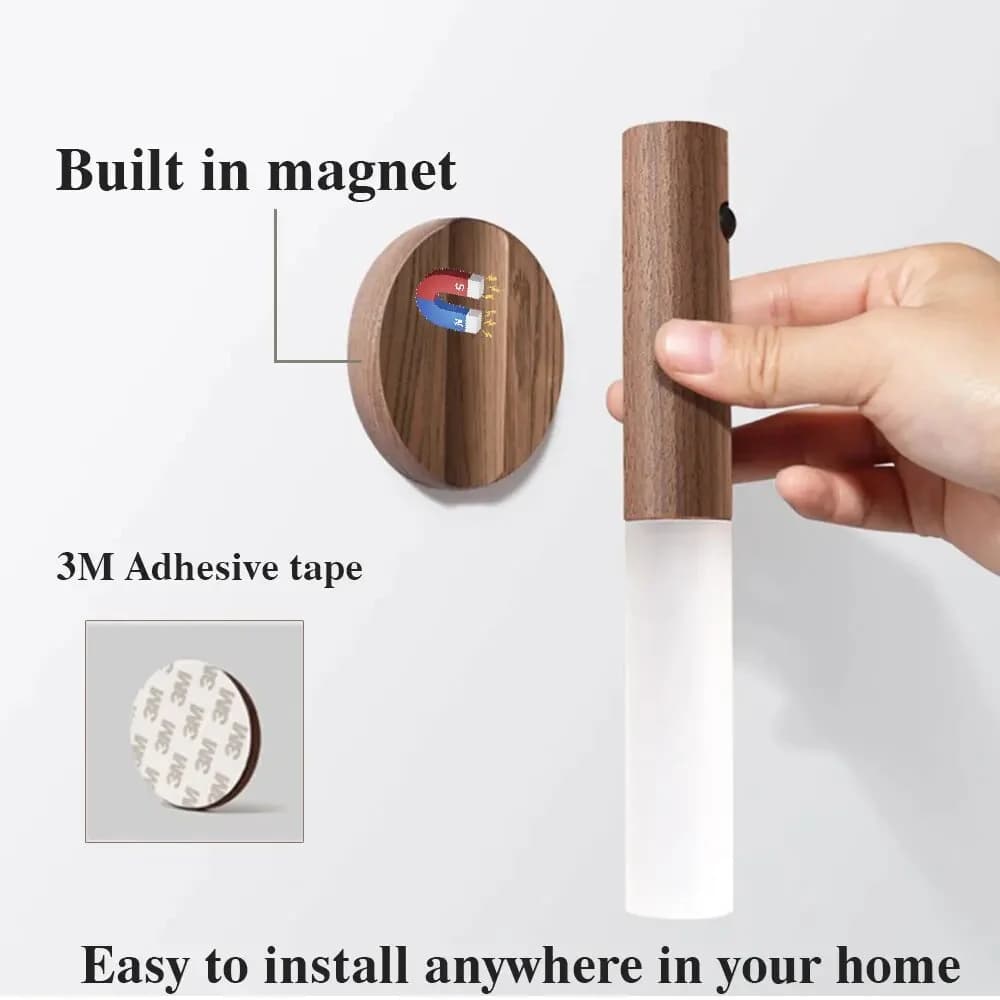 Lampada da parete LED con sensore di movimento, ricaricabile, 3 modalità