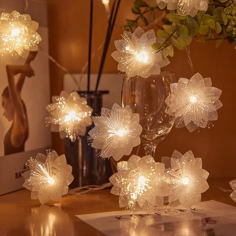 Luci a Fibra Ottica a Forma di Fiore a Batteria