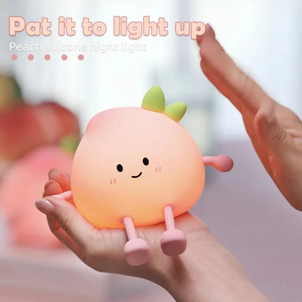 Luce Notturna in Silicone a Forma di Pesca con Dimmer a Tocco