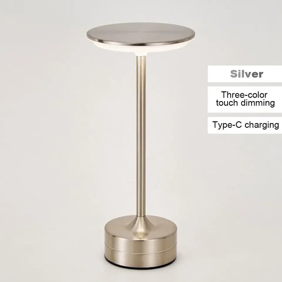 Lampada da tavolo LED in cristallo e metallo, regolabile su 3 colori