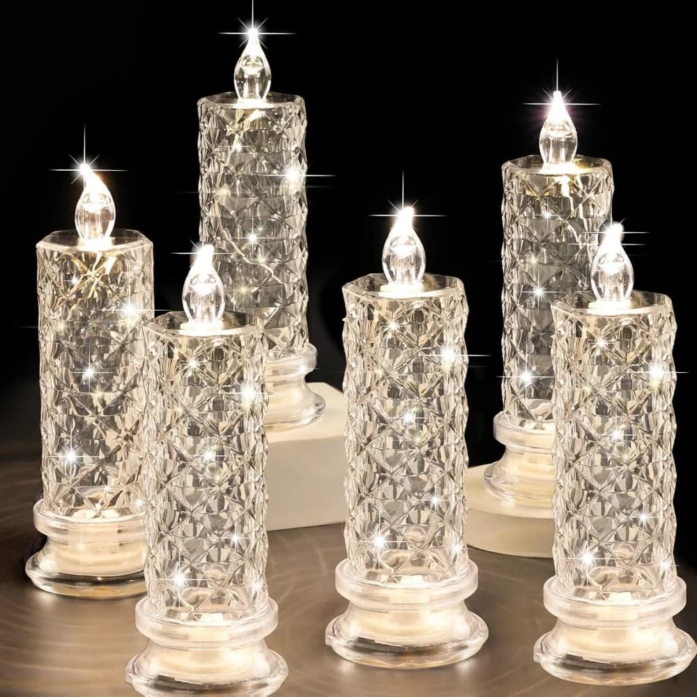 Lampada Candela LED senza Fiamma con Proiezione Motivo Rosa