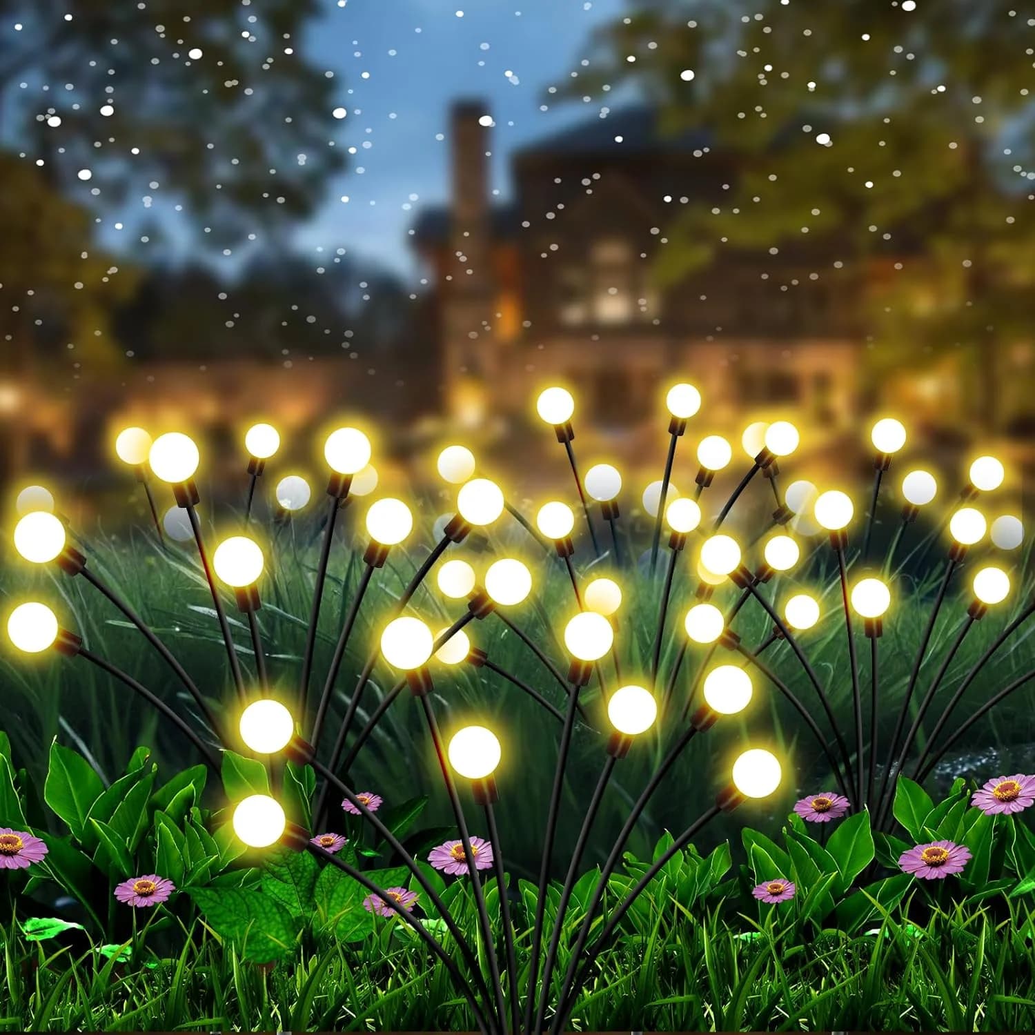 Luci da giardino solari a forma di lucciole, impermeabili
