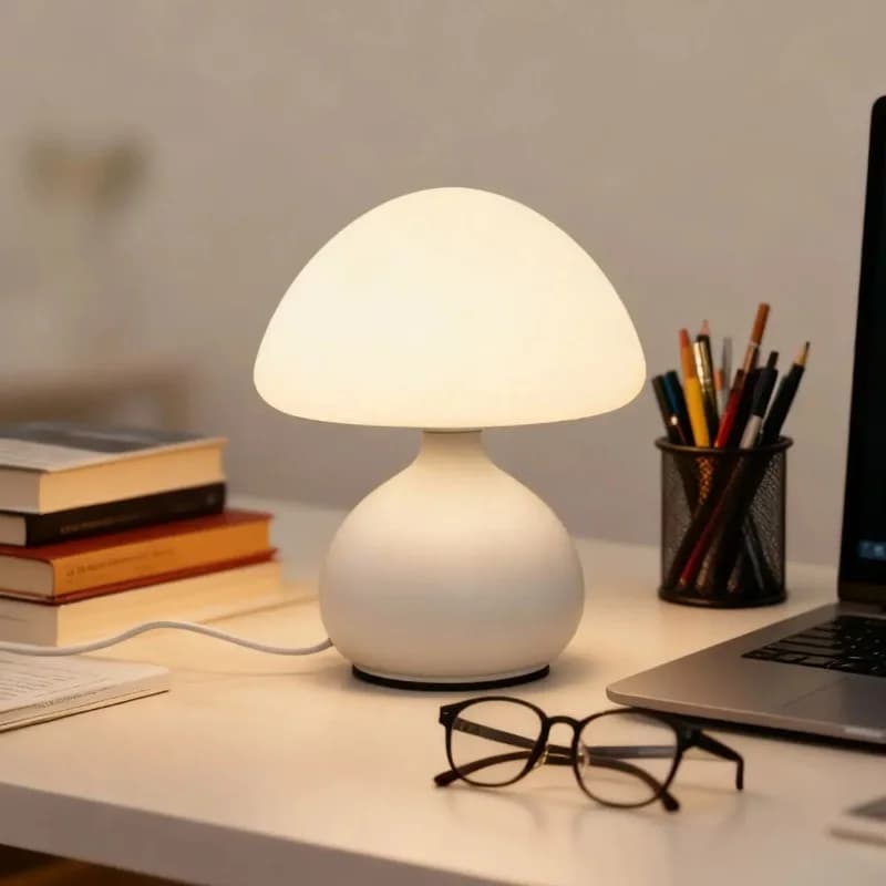 Lampada da scrivania a LED a forma di fungo, USB, 3 colori regolabili