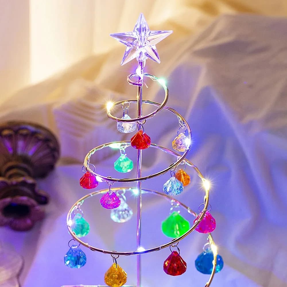 Albero LED in cristallo con ferro placcato