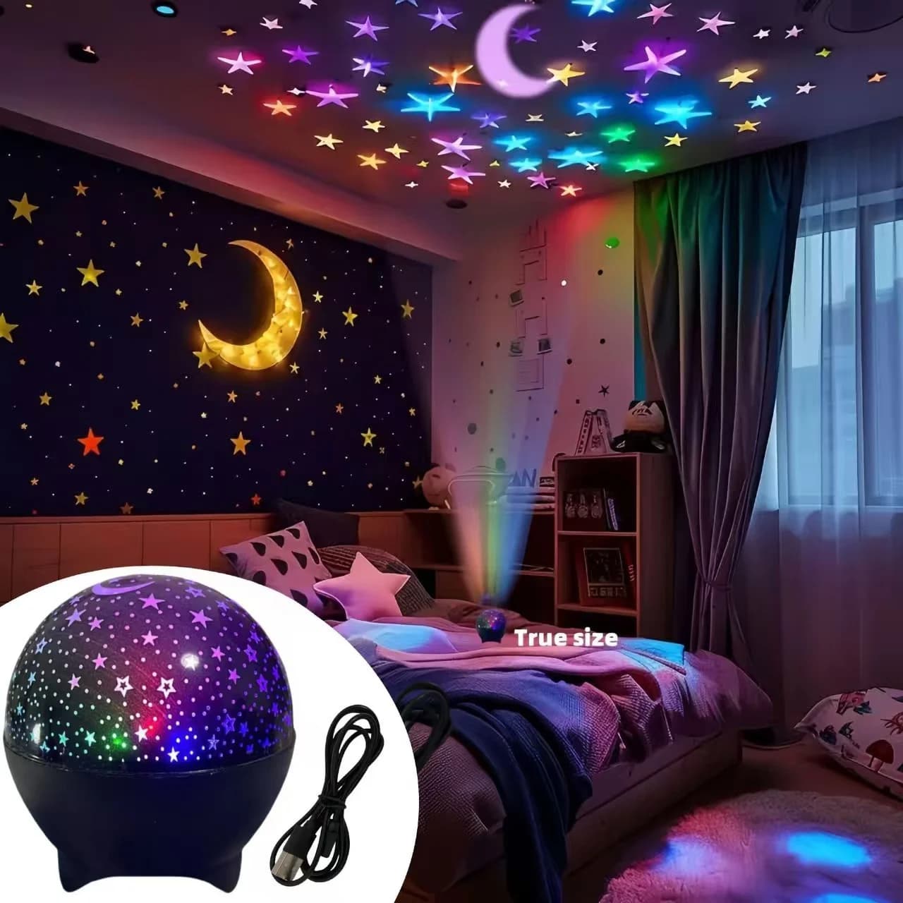 Mini Proiettore di Stelle Aurora, Luce Notturna LED USB con 7 Modalità Colore