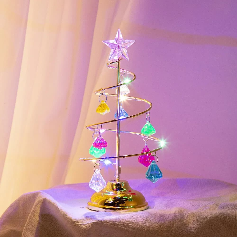 Albero LED in cristallo con ferro placcato