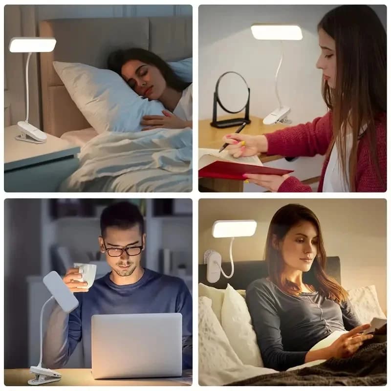 Lampada da Scrivania LED con Morsetto, Ricaricabile USB, Dimmerabile