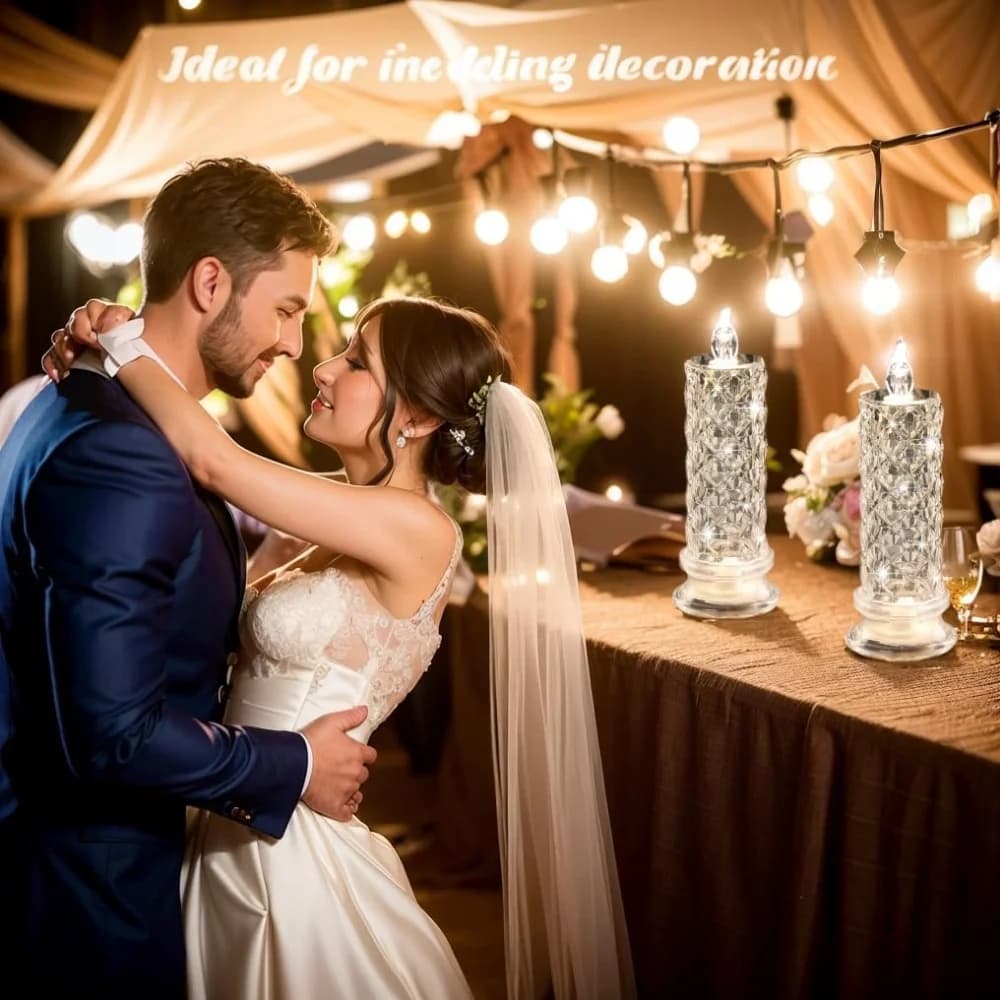 Lampada Candela LED senza Fiamma con Proiezione Motivo Rosa