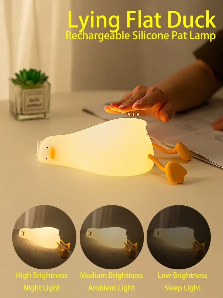 Luce Notturna Ricaricabile a Papera in Silicone da Comodino