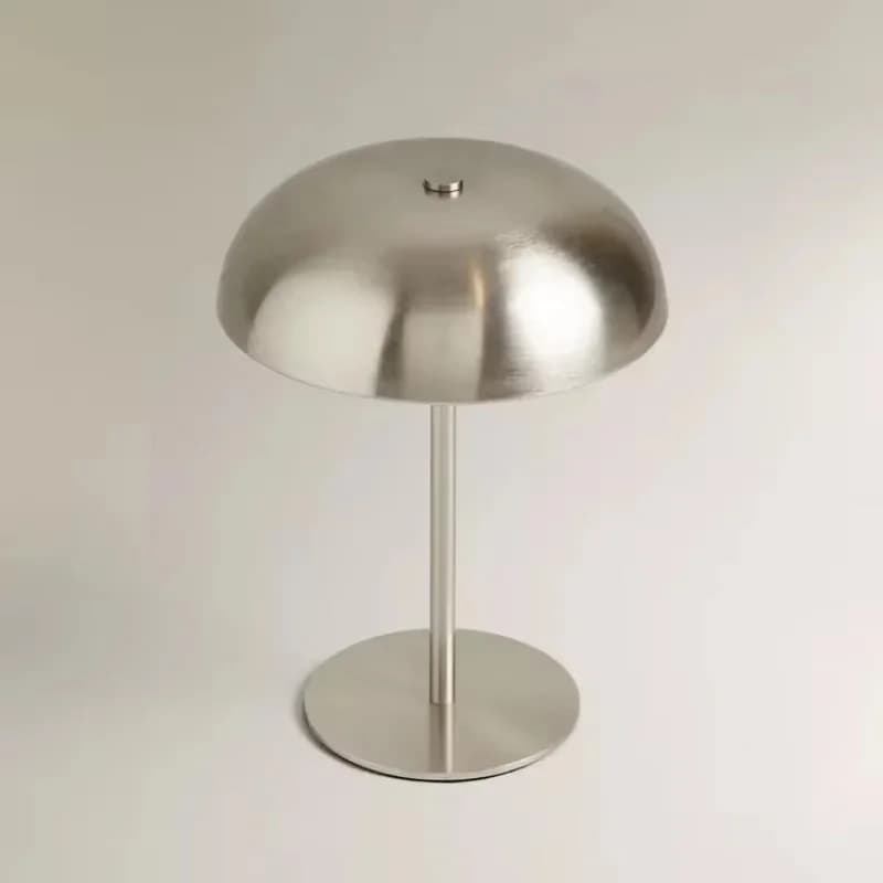 Lampada da tavolo a fungo in metallo ricaricabile, luce lettura touch