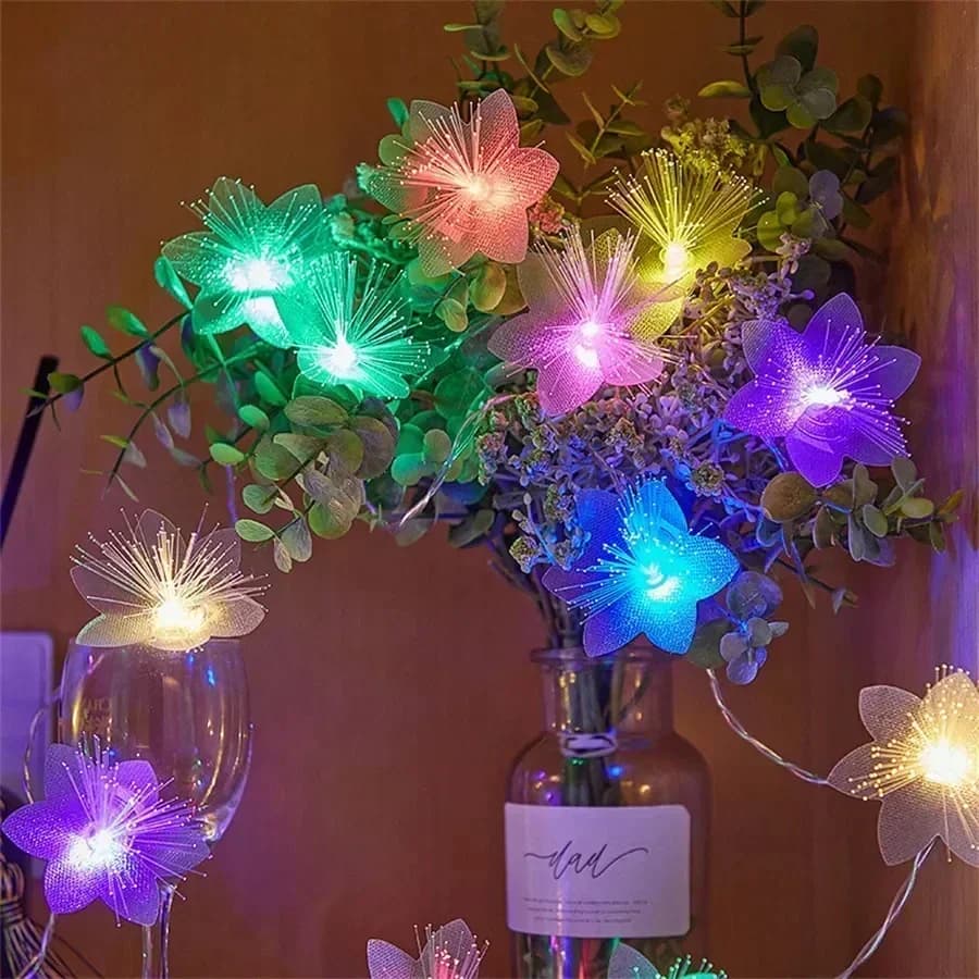 Luci a Fibra Ottica a Forma di Fiore a Batteria