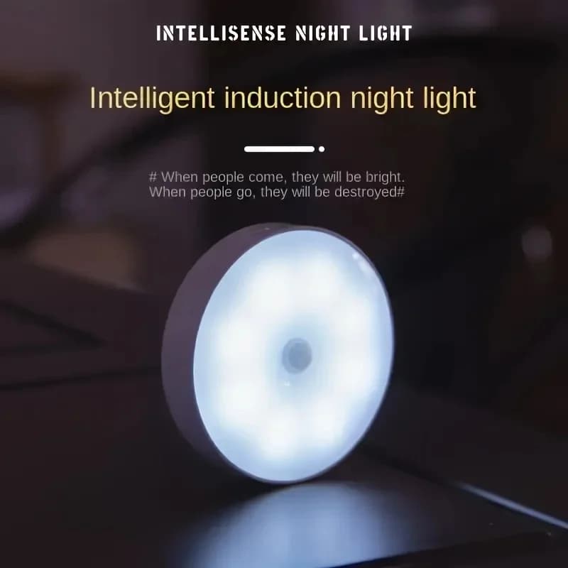 Lume da Notte LED Ricaricabile con Sensore di Movimento, Bianco