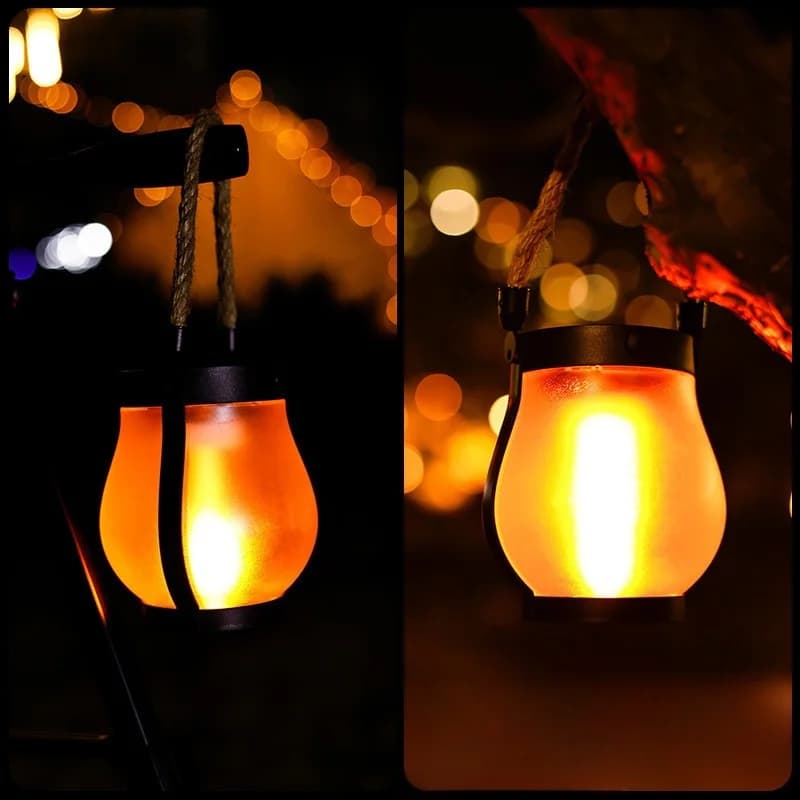 Lanterna Solare con Effetto Fiamma, Ricaricabile USB